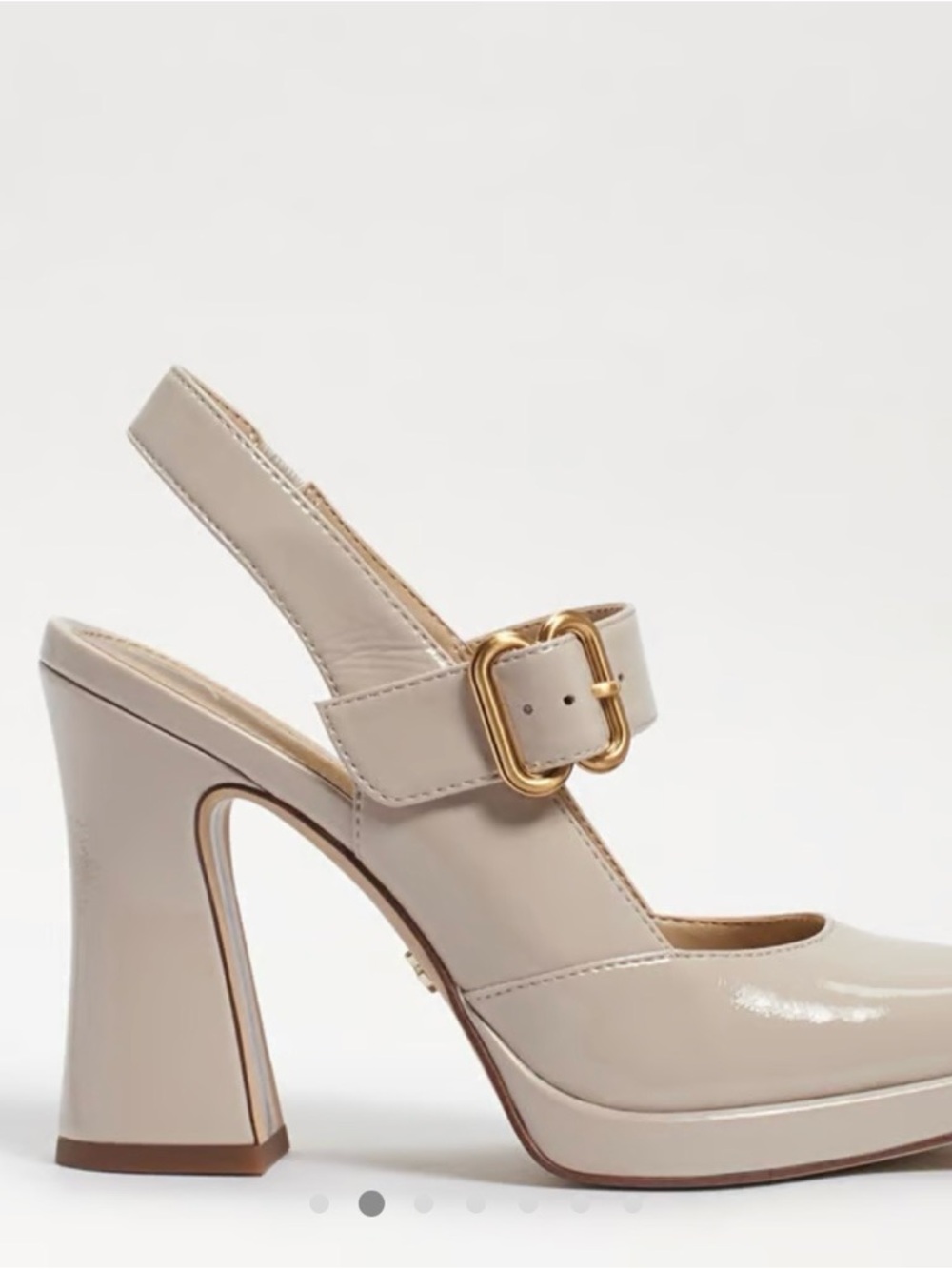 Sam Edelman Mary Jane Slingback Heels Linen Patent Size 7